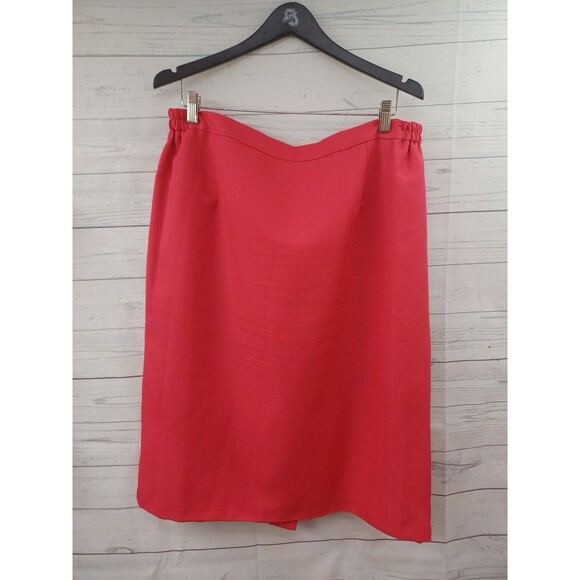 Danillo Womans Suits Skirt Blazer Jacket Coral Red Sz 16W Short Sleeve Textured - Picture 6 of 9